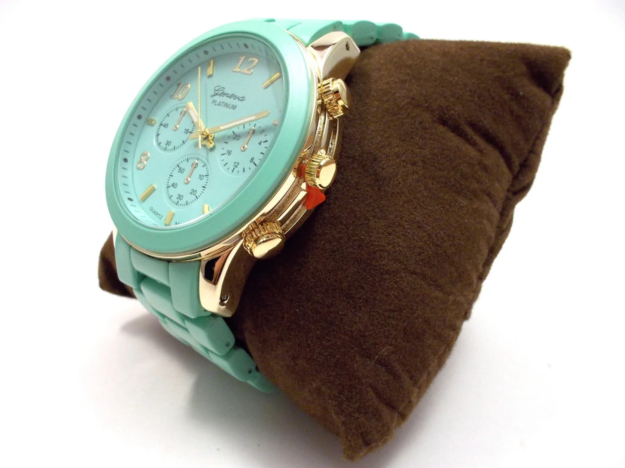 Ceramic Oversized Geneva Platinum Watch- Mint