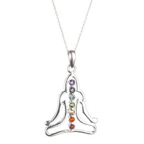 Chakra Sitting Pose Pendant,Sterling Silver