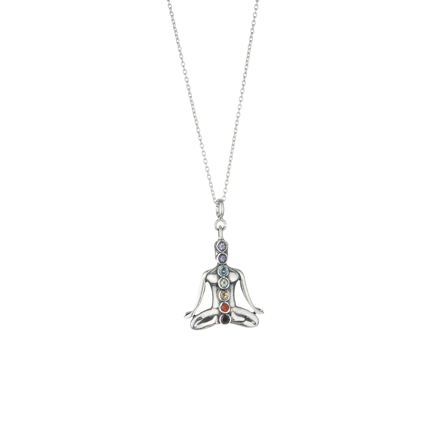 Chakra Sitting Pose Pendant,Sterling Silver