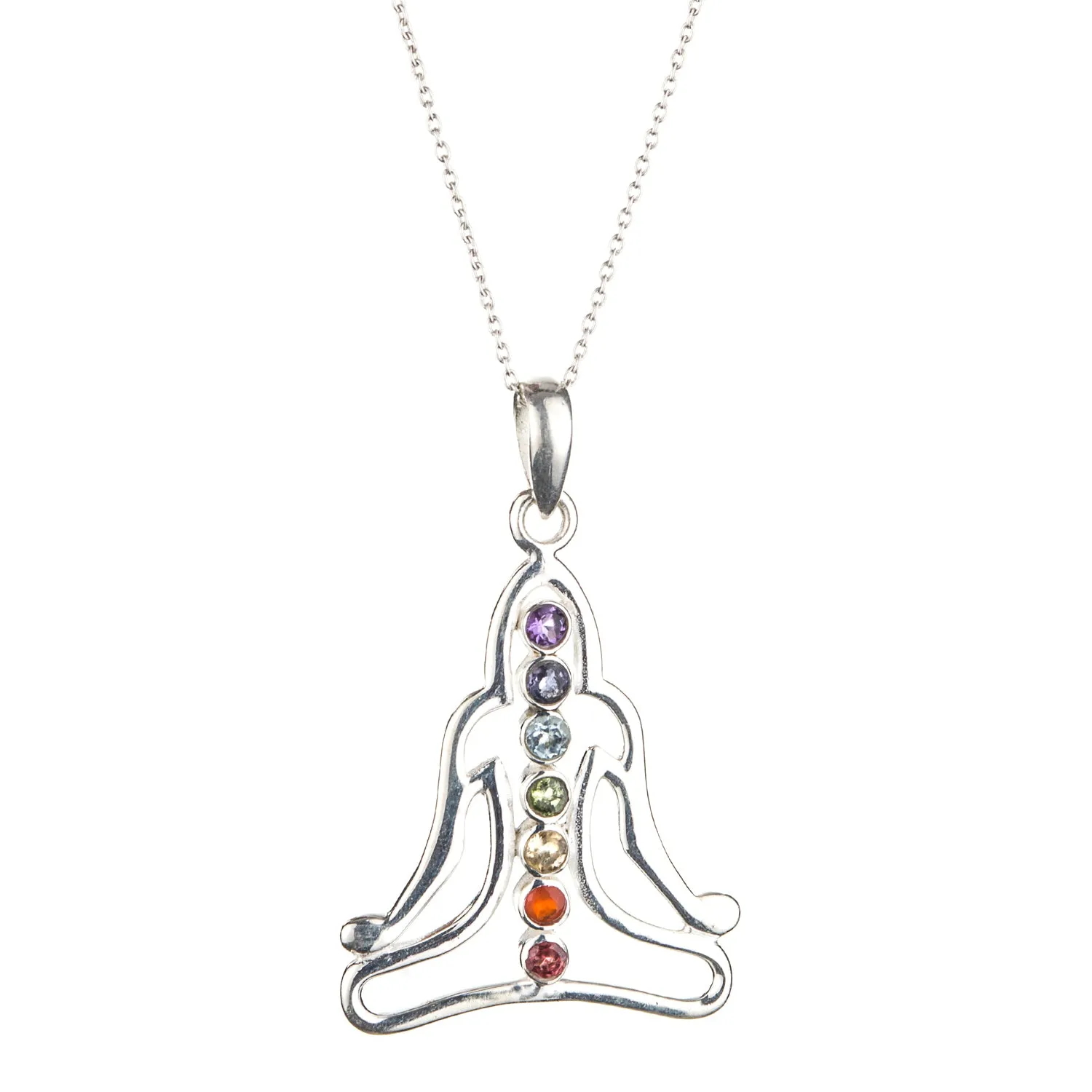 Chakra Sitting Pose Pendant,Sterling Silver