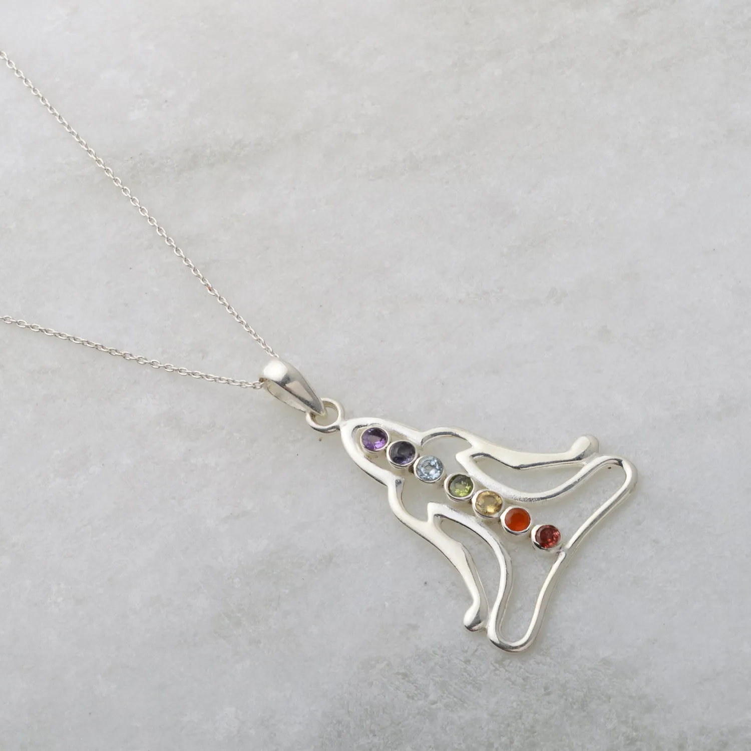 Chakra Sitting Pose Pendant,Sterling Silver