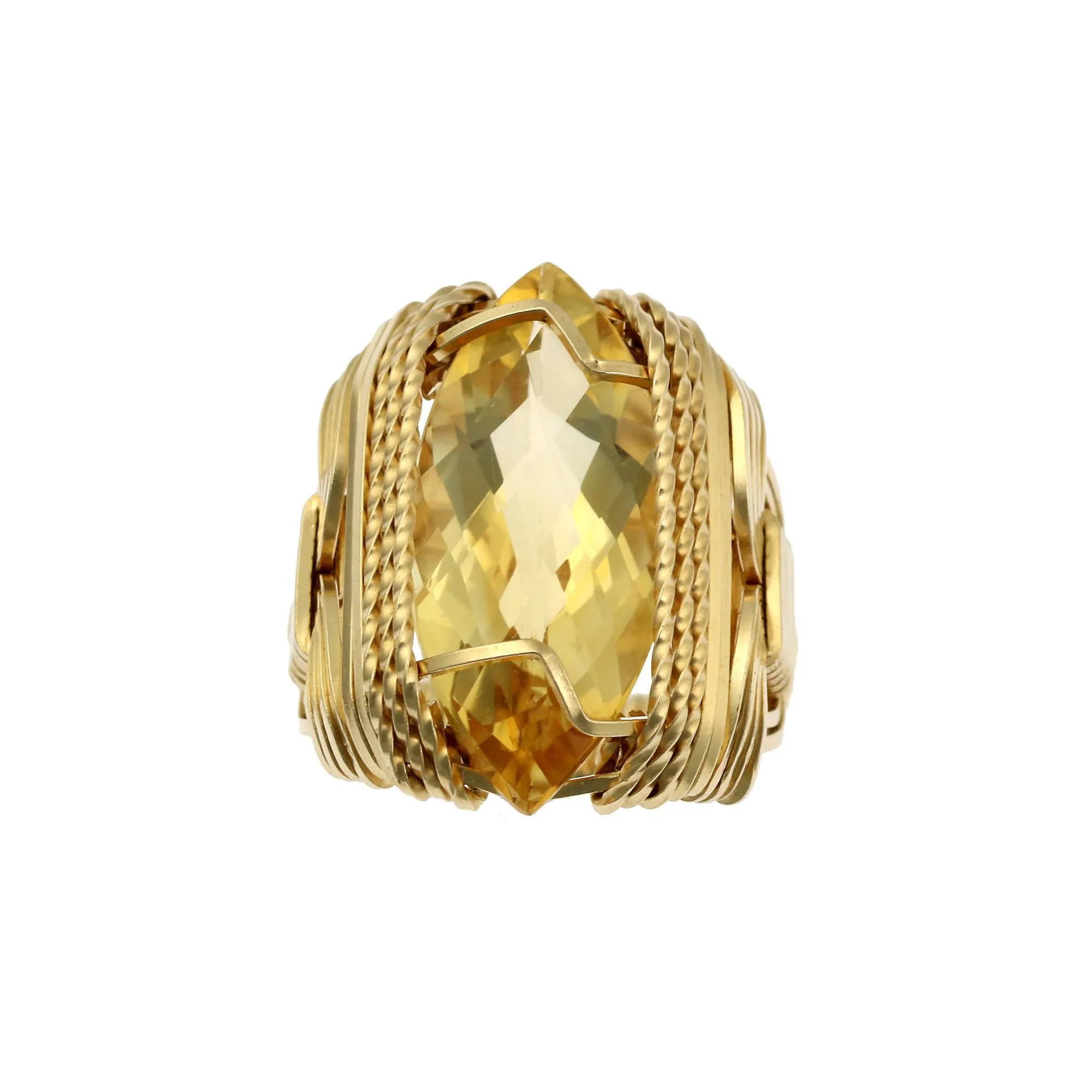 Citrine 14K Gold-filled Cocktail Ring - Marquise Cut - Large