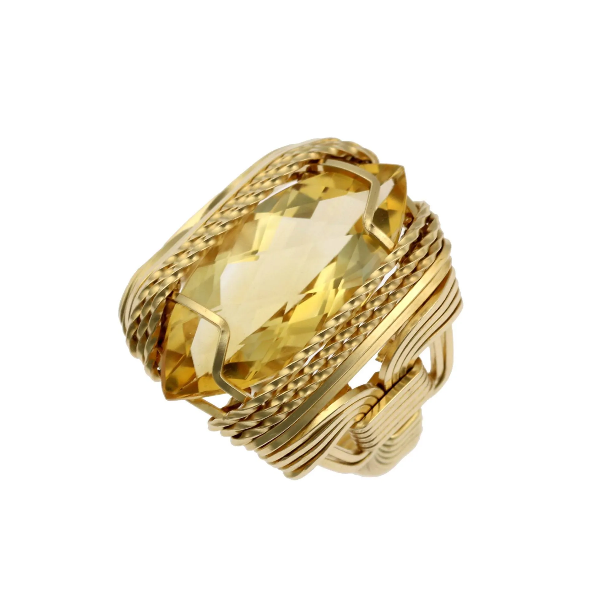 Citrine 14K Gold-filled Cocktail Ring - Marquise Cut - Large