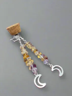 Citrine and crystal earrings with moon detail by JENNY19