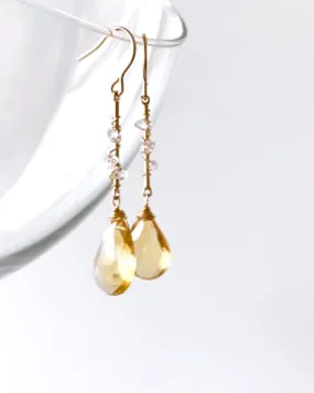 Citrine and Herkimer Diamonds Queen Earrings