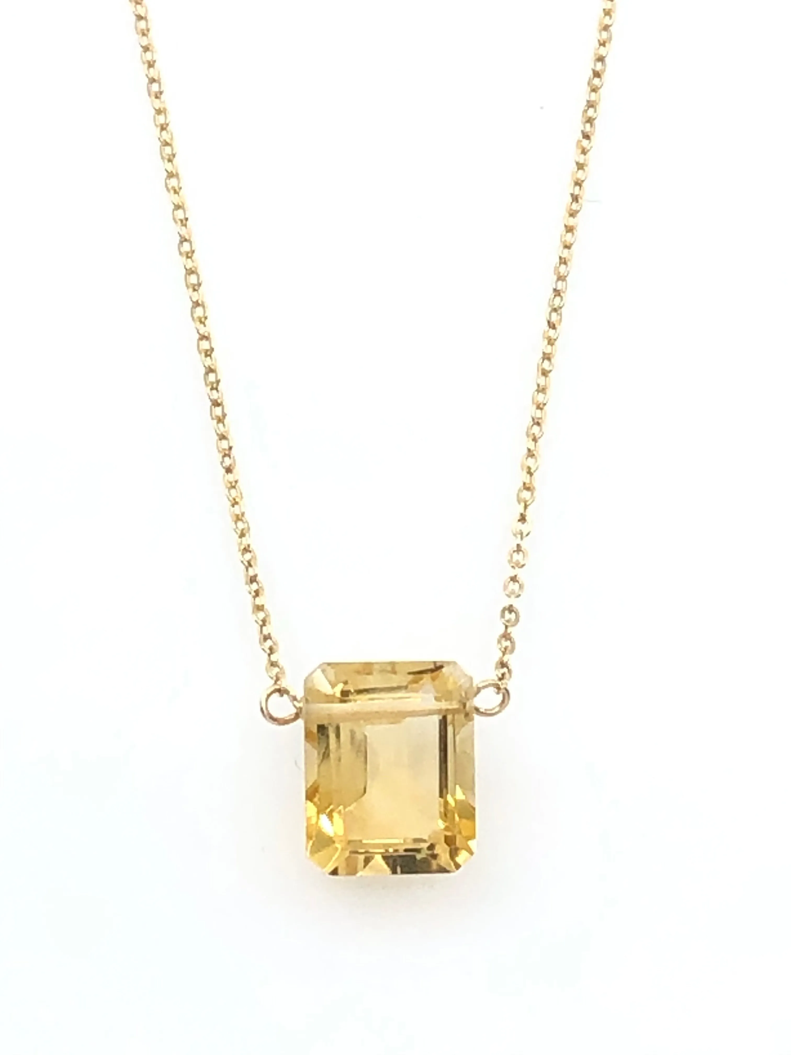 Citrine Emerald Cut Necklace