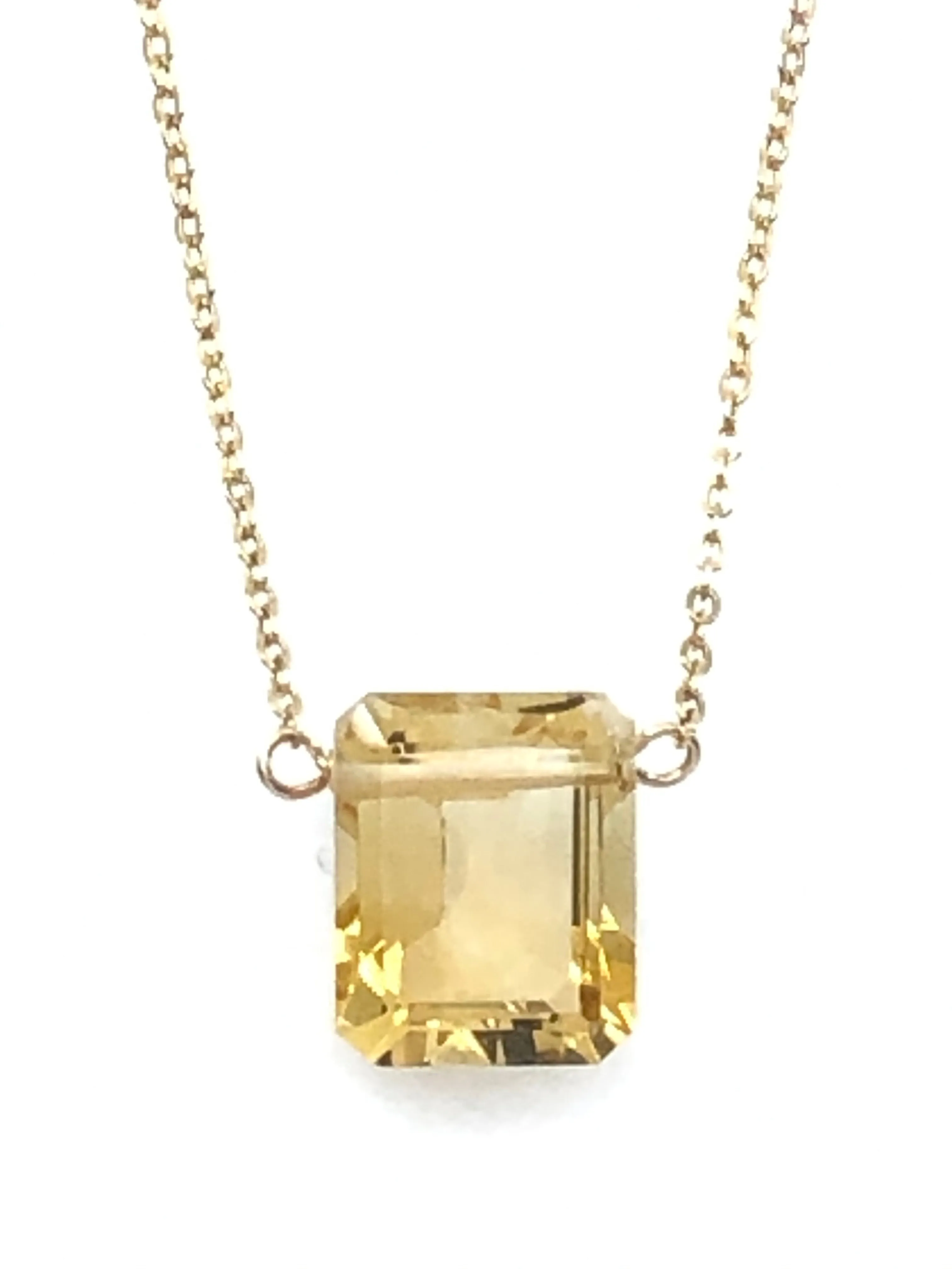 Citrine Emerald Cut Necklace