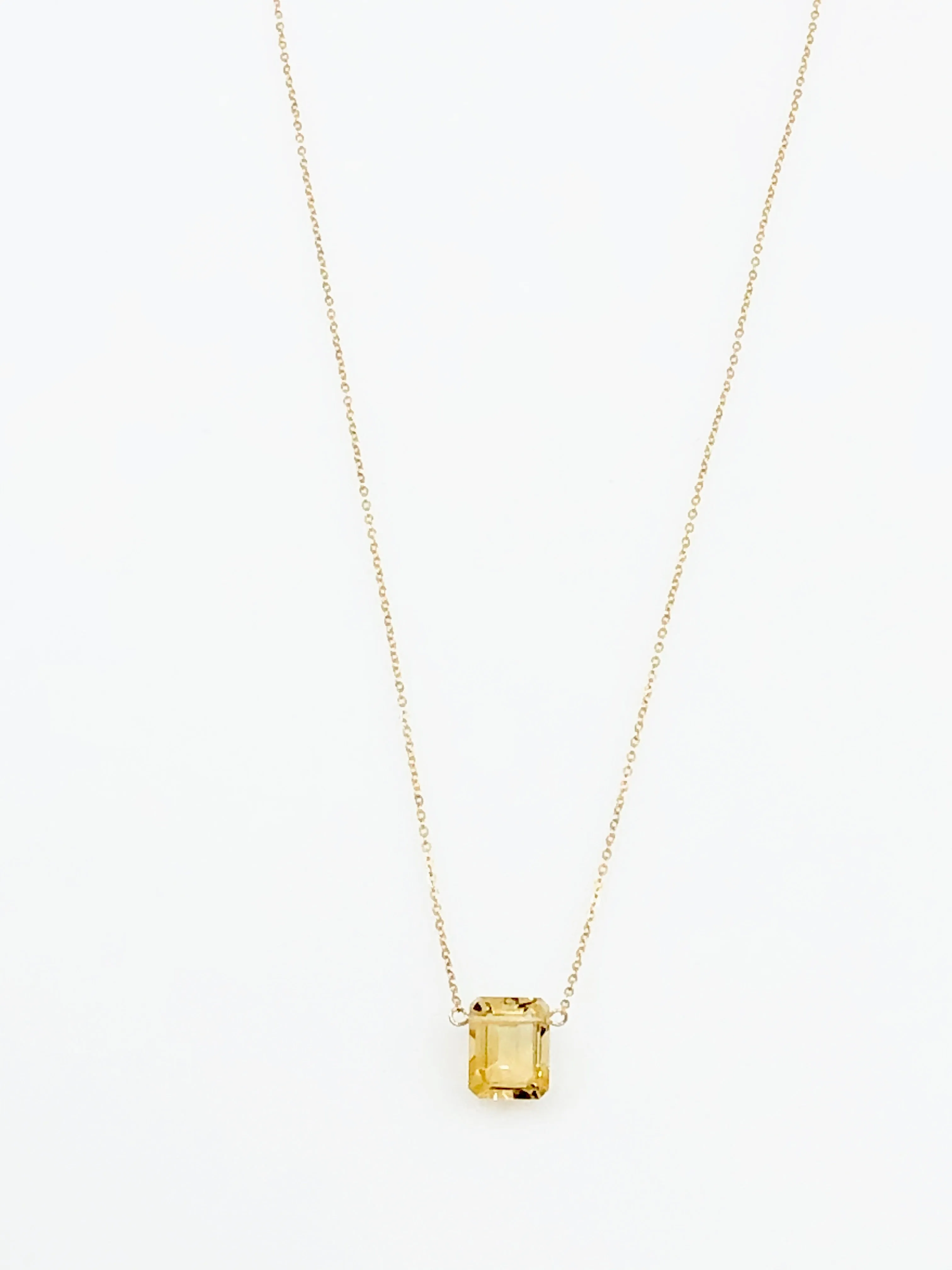 Citrine Emerald Cut Necklace