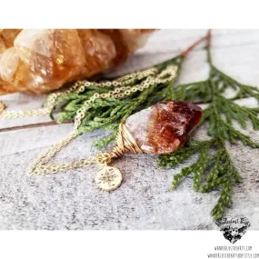 Citrine north star charm necklace