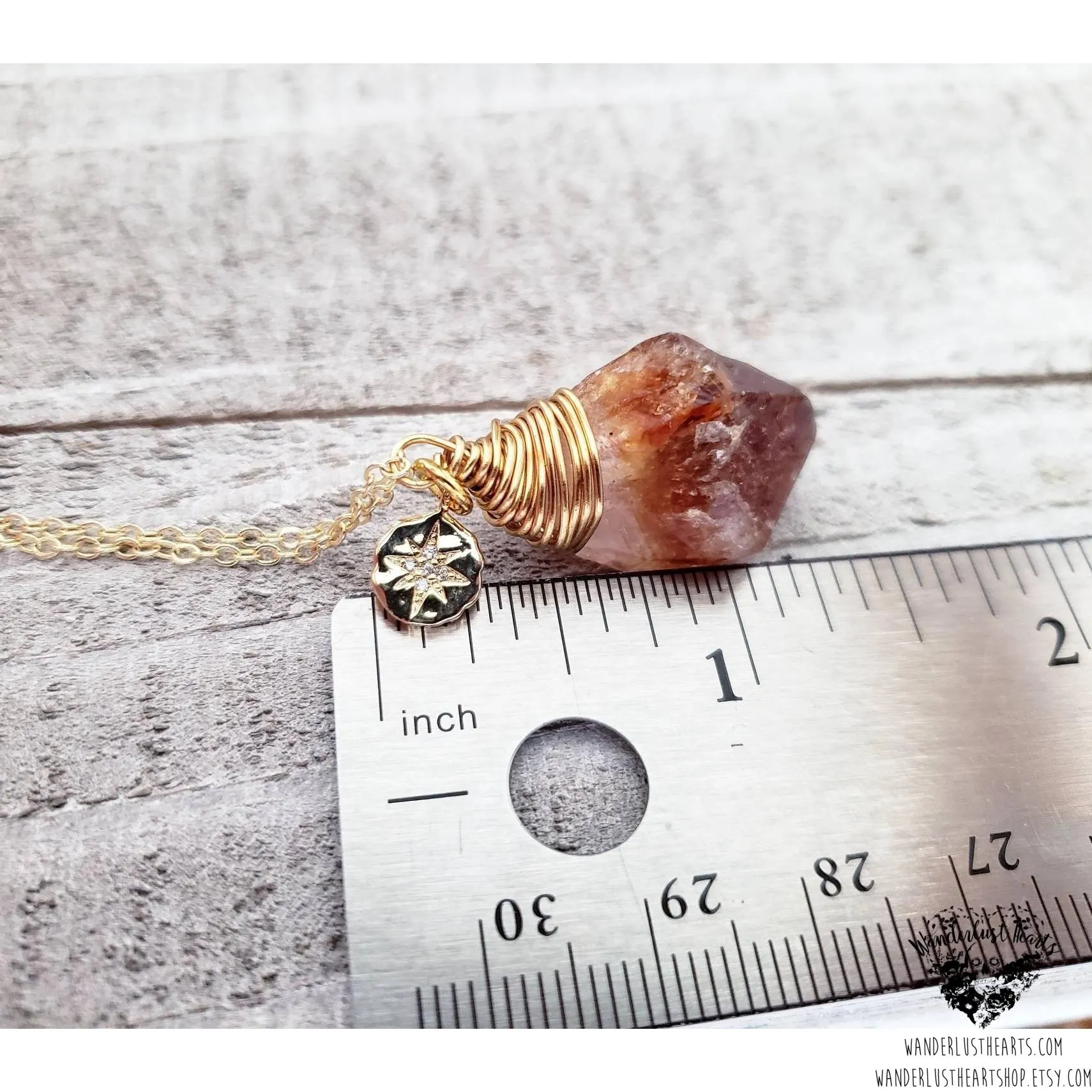 Citrine north star charm necklace