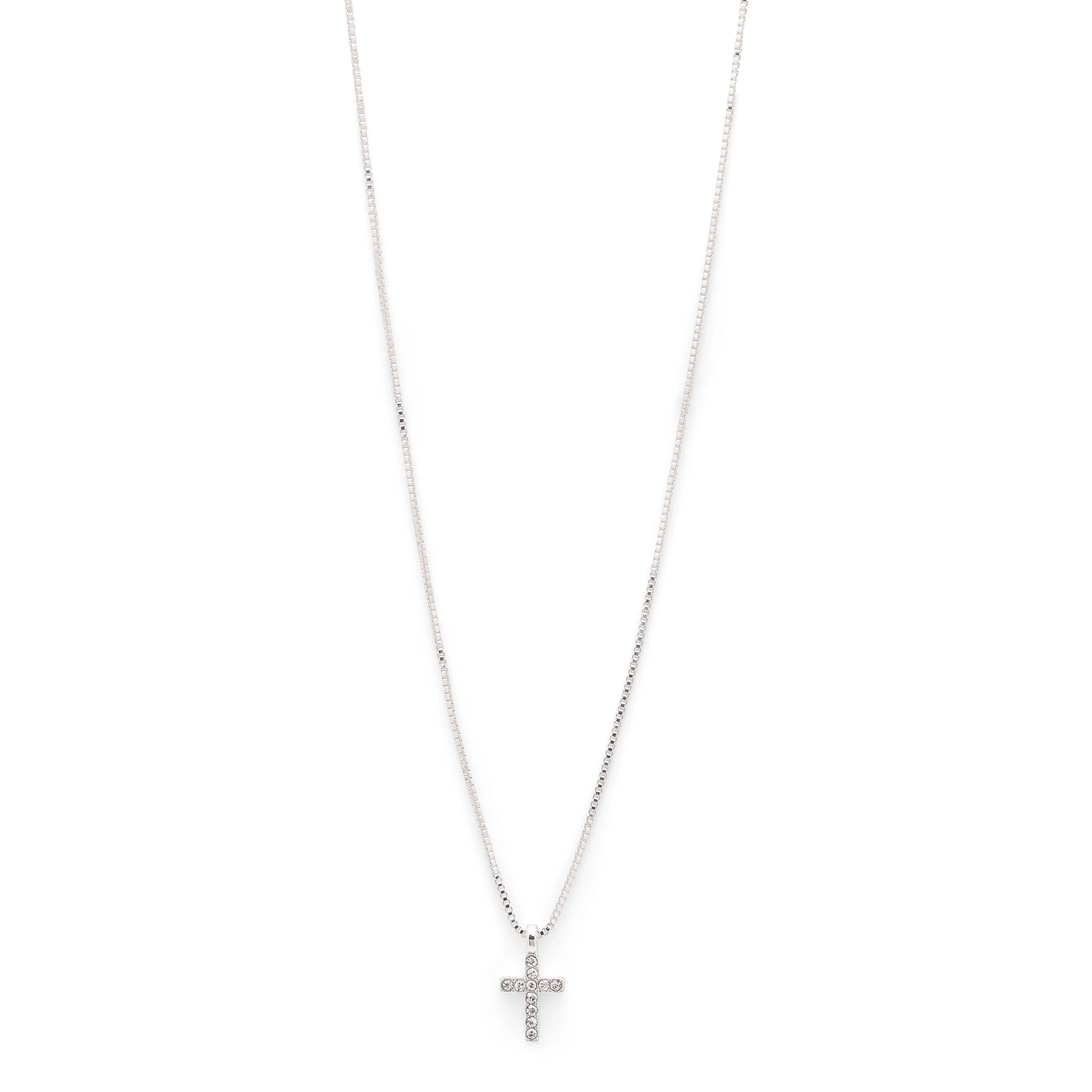 CLARA recycled crystal cross necklace silver-plated