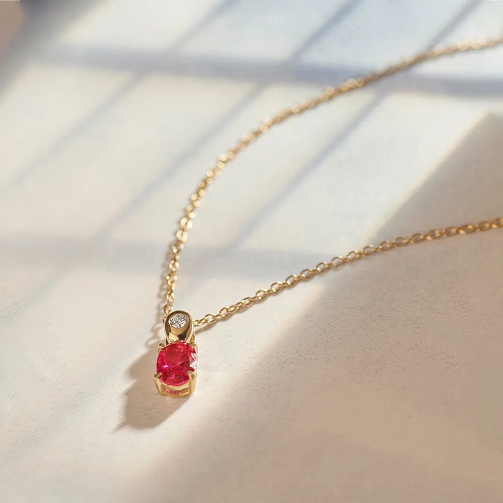 Created Ruby Diamond Necklace
