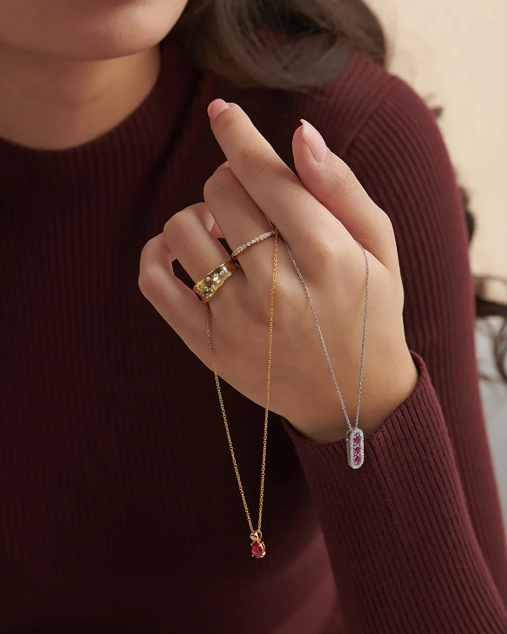 Created Ruby Diamond Necklace