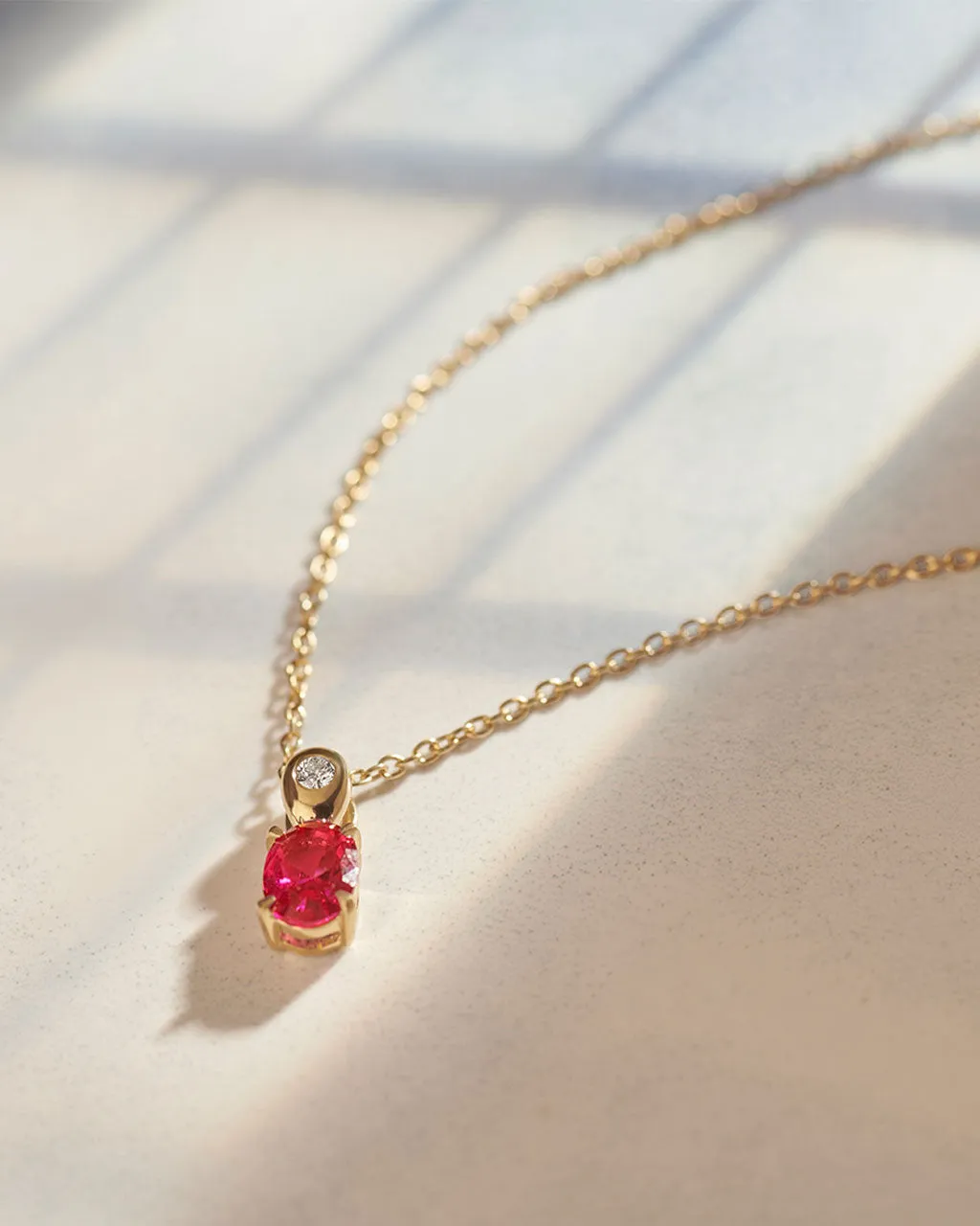 Created Ruby Diamond Necklace