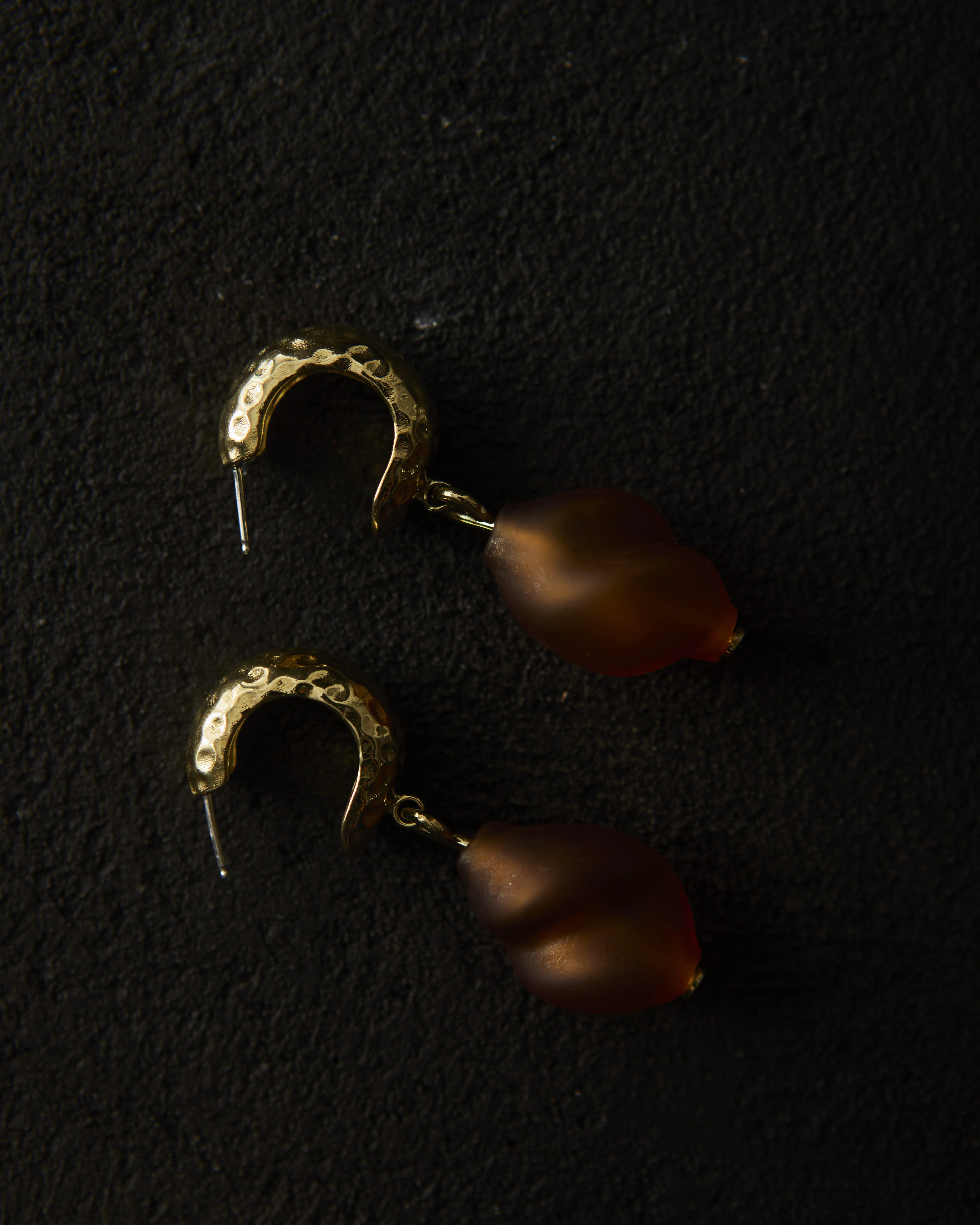 Crescioni Alma Earrings, Amber Matte Glass