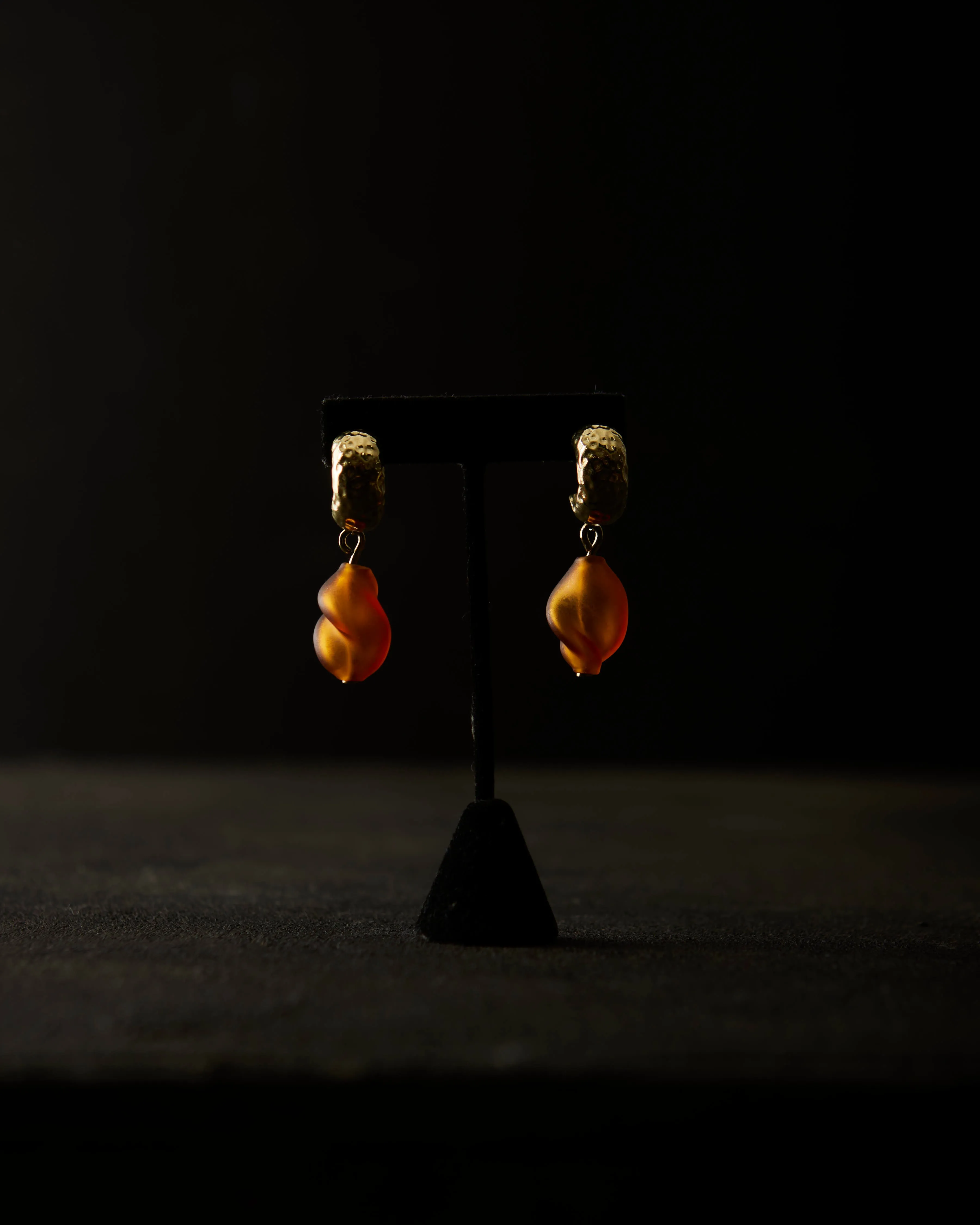 Crescioni Alma Earrings, Amber Matte Glass