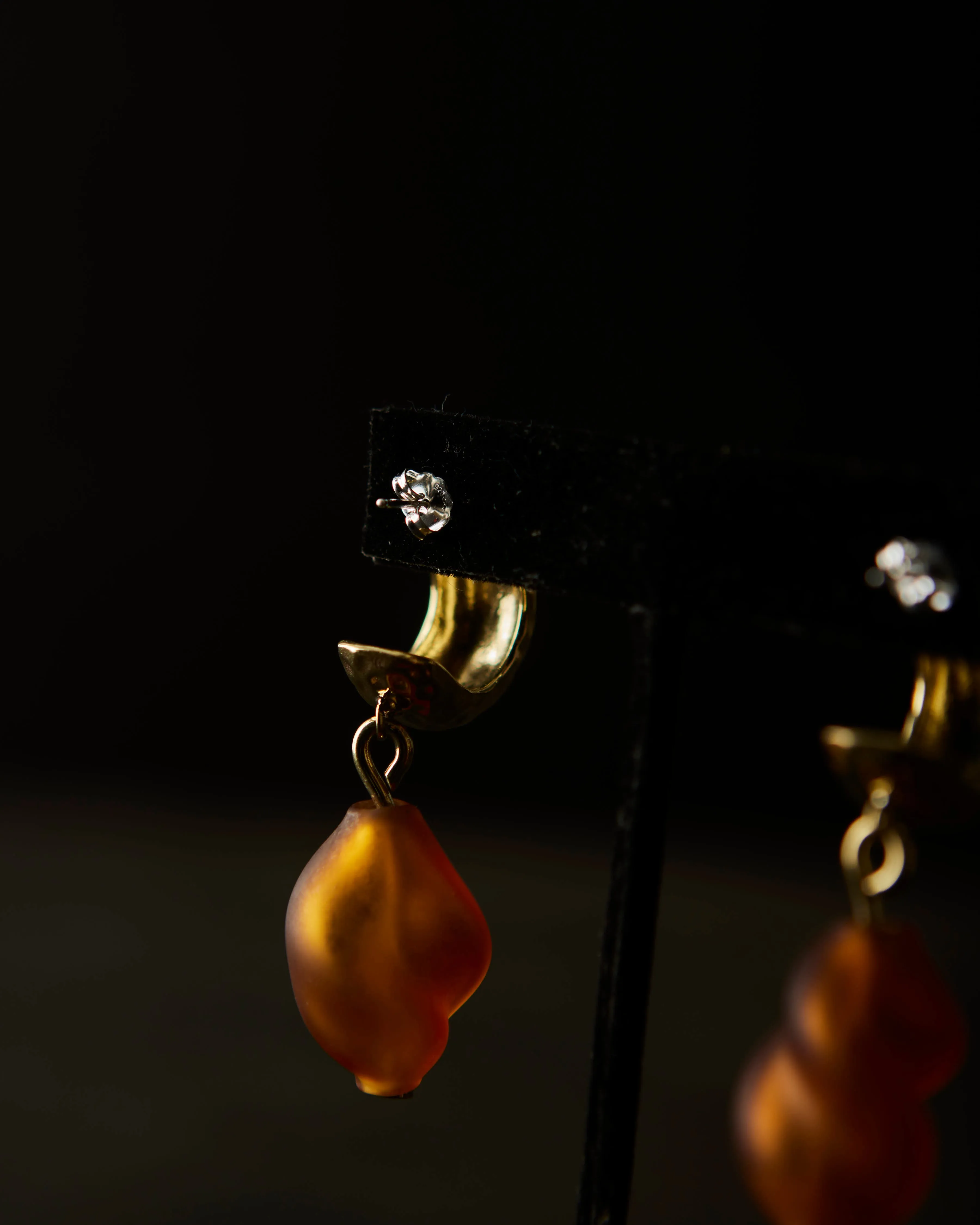 Crescioni Alma Earrings, Amber Matte Glass