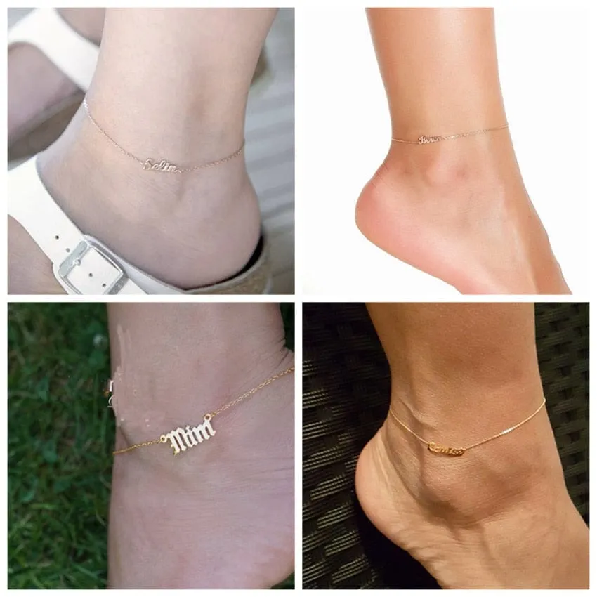 Custom Jewelry Personalized Bracelets Ankle Bracelet Alphabet Anklet