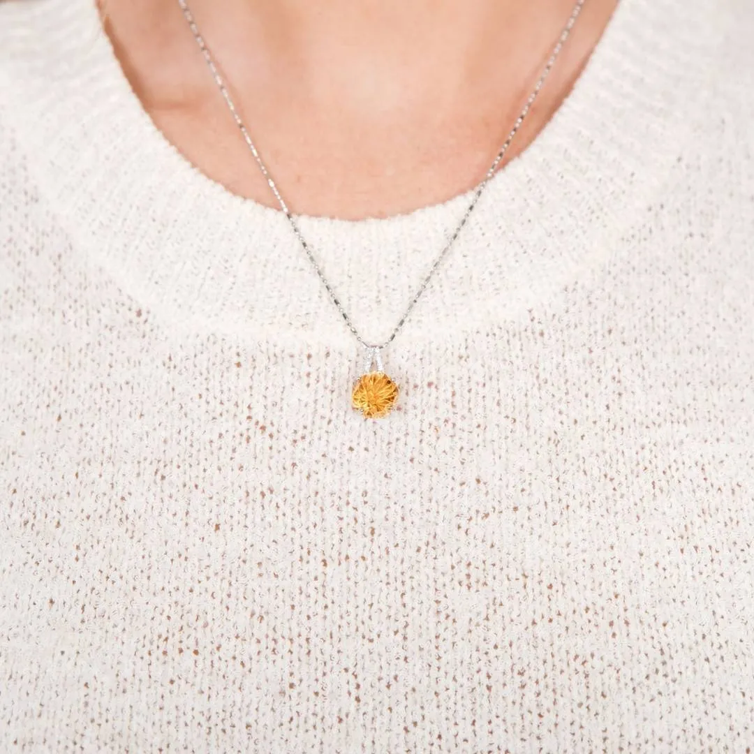 Daisy Cut Citrine & Diamond Pendant