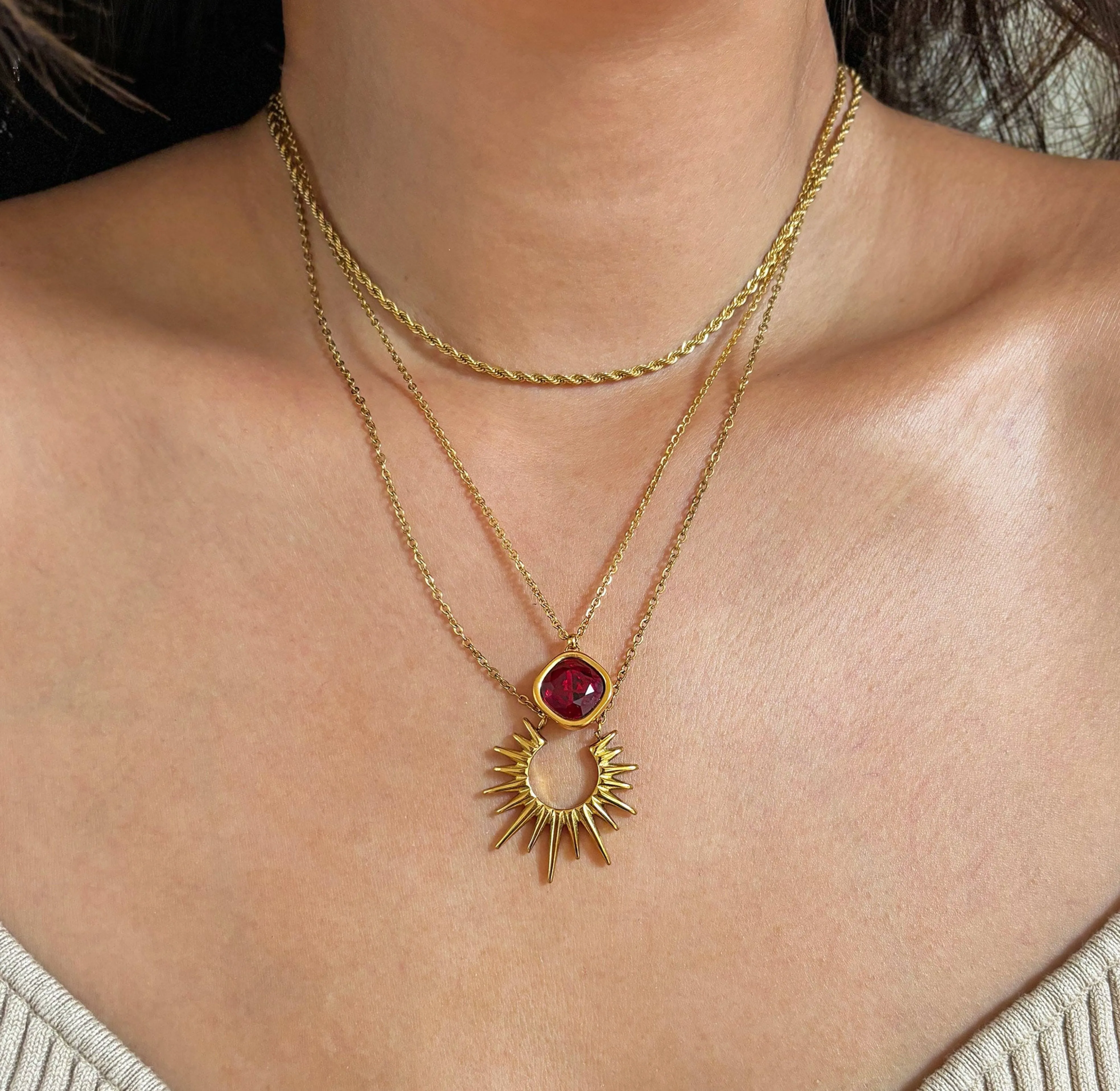 DESIREE GARNET BIRTHSTONE PENDANT - JANUARY