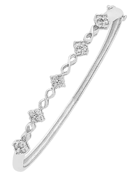 Diamond Bangle - 9ct White Gold Diamond Set Bangle - 756692