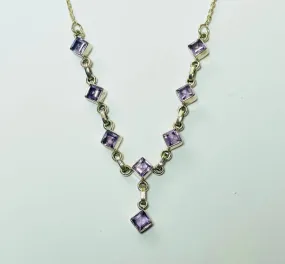 Diamond-shaped Amethyst Gem Necklace (CH32)