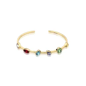 Disney Stainless Steel 14ct Gold Plated Infinity Stone Open Bangle