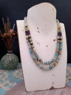 Double Strand Amazonite and Amethyst Necklace