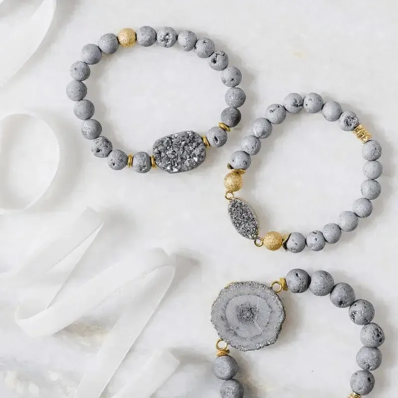 Druzy Grey Stretch Bracelet