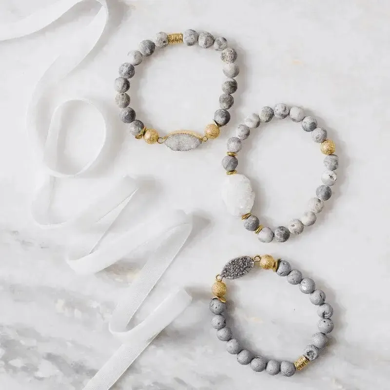 Druzy Grey Stretch Bracelet