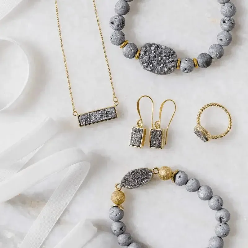 Druzy Grey Stretch Bracelet