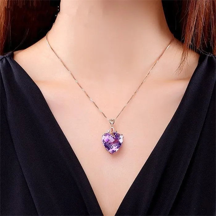 Elegant Amethyst Heart Necklace