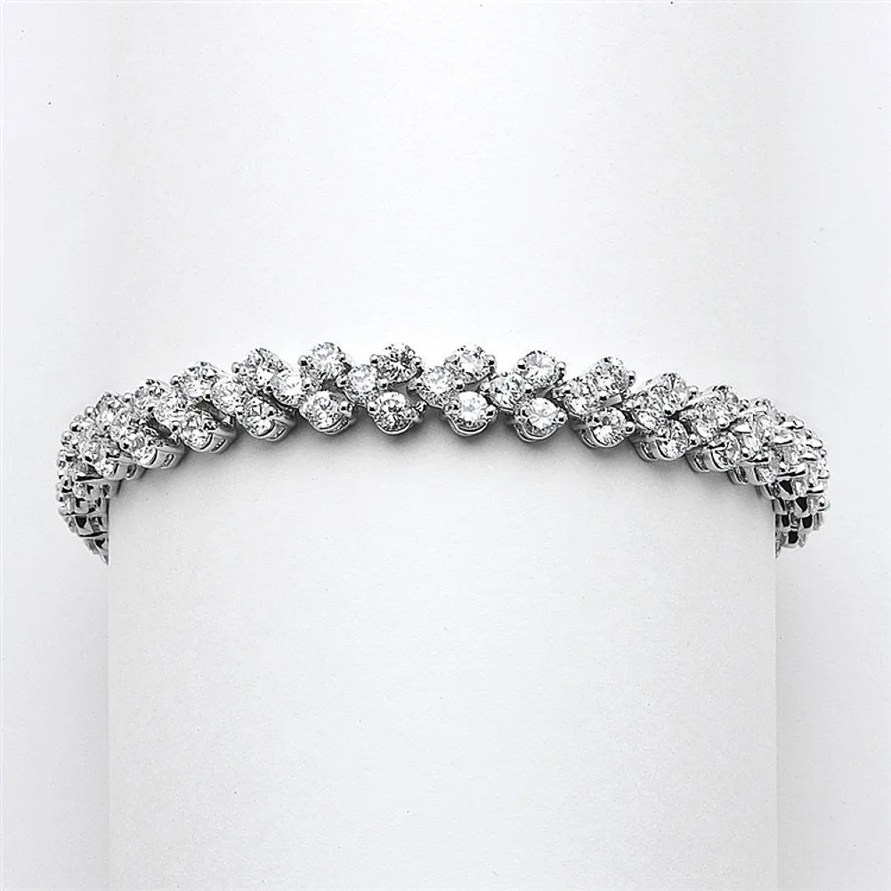 Elegant Silver Rhodium Cubic Zirconia Wedding or Prom Tennis Bracelet