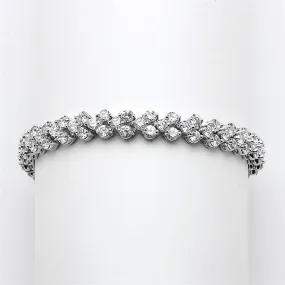 Elegant Silver Rhodium Cubic Zirconia Wedding or Prom Tennis Bracelet