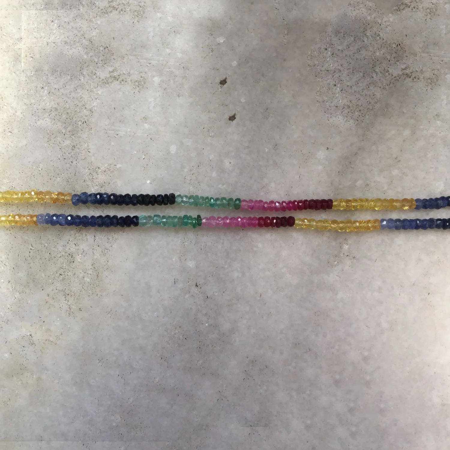 Emerald Ruby Sapphire Multi 11 Strand Beads Necklace