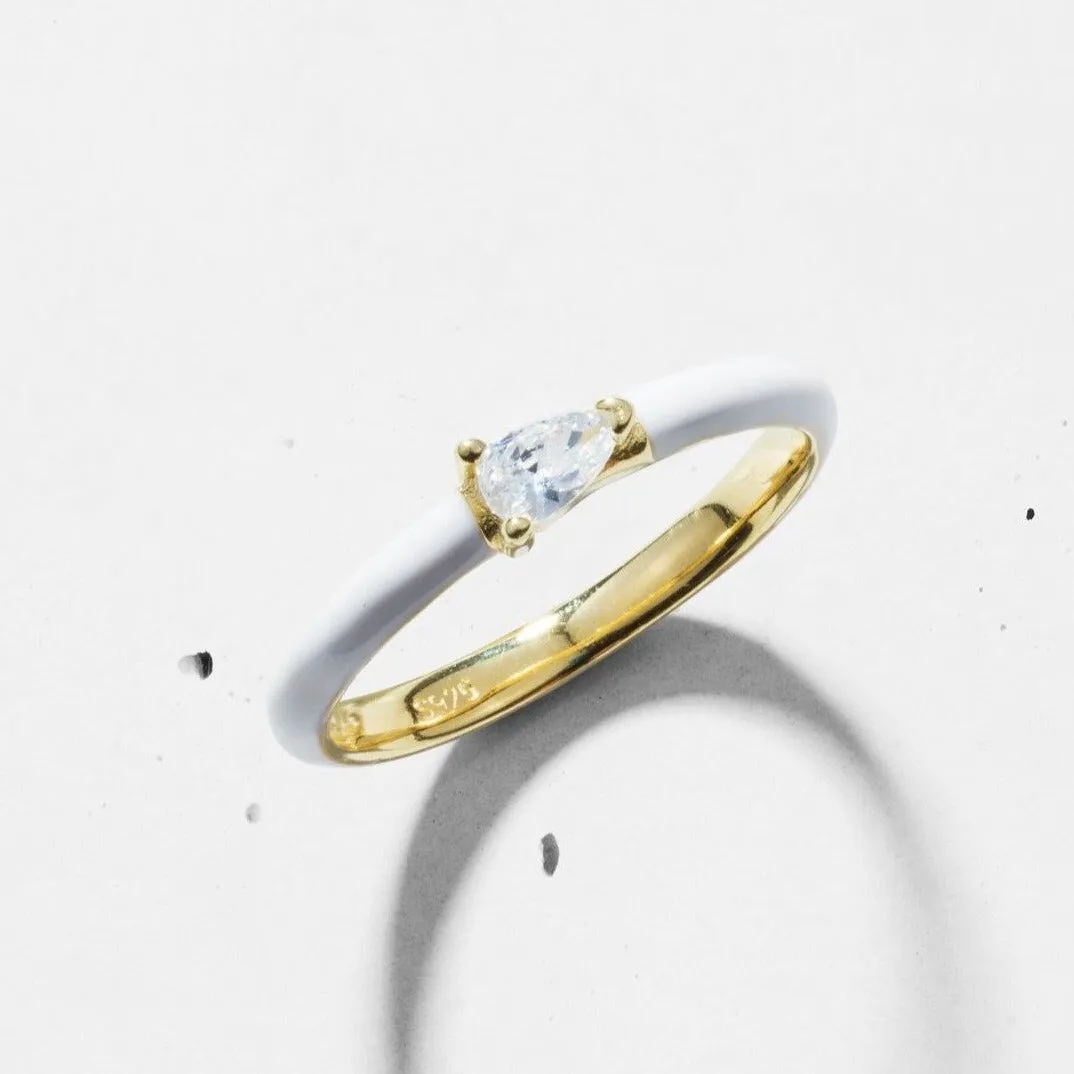 Enamel Side Pear Ring