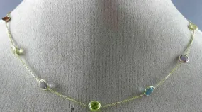 ESTATE 8.50CT AAA MULTI GEM 14KT YELLOW GOLD 3D BY THE YARD TIN TOP FUN NECKLACE