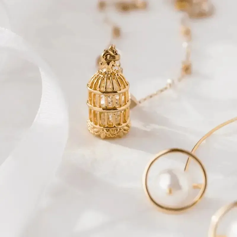 Eternal Harmony Crystal Bird Cage Necklace