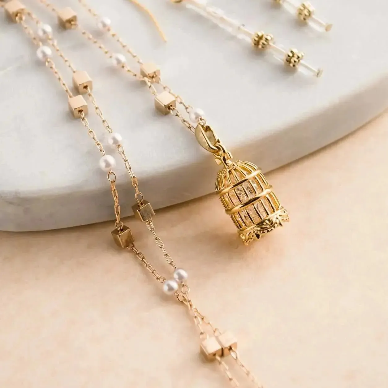 Eternal Harmony Crystal Bird Cage Necklace