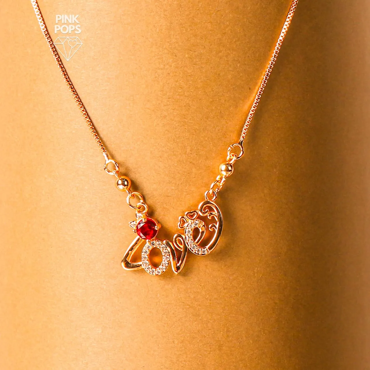 Faux Ruby Love Necklace