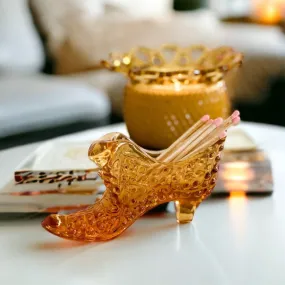 Fenton's Amber Hobnail Glass Slipper