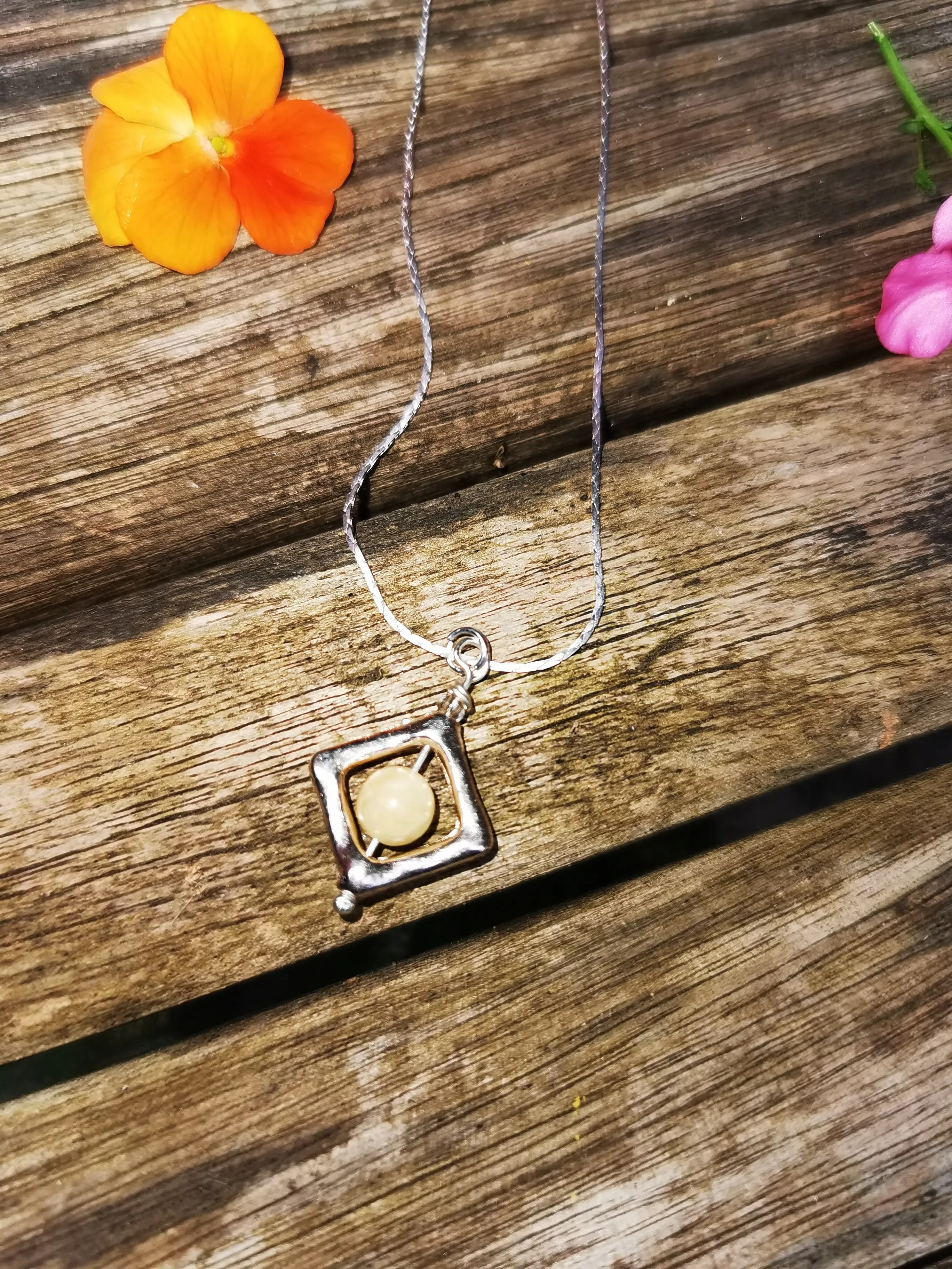 Fidget spinner, stress reliever, gem stone necklace, fiddler, fidget necklace, diamond shaped