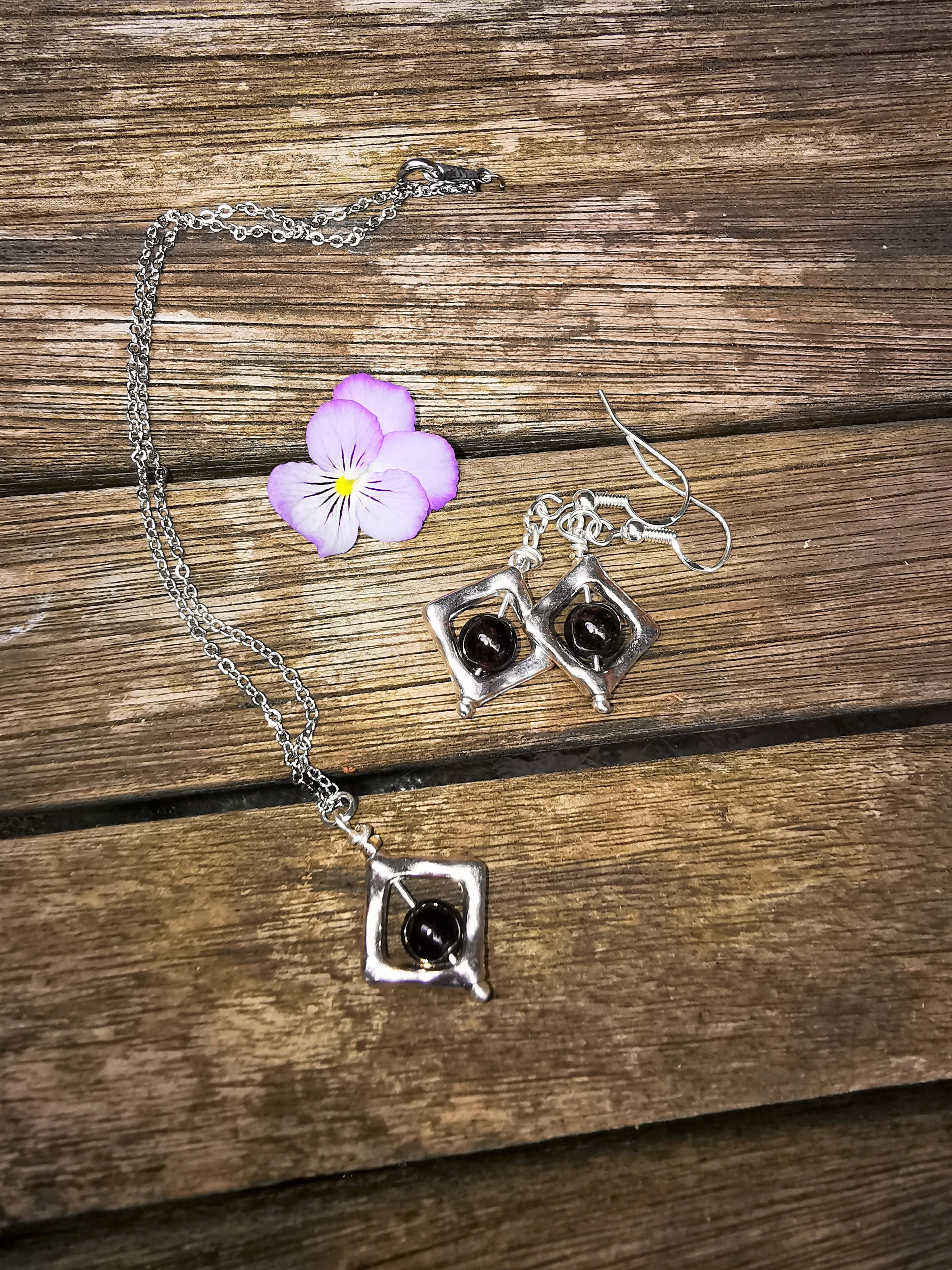 Fidget spinner, stress reliever, gem stone necklace, fiddler, fidget necklace, diamond shaped