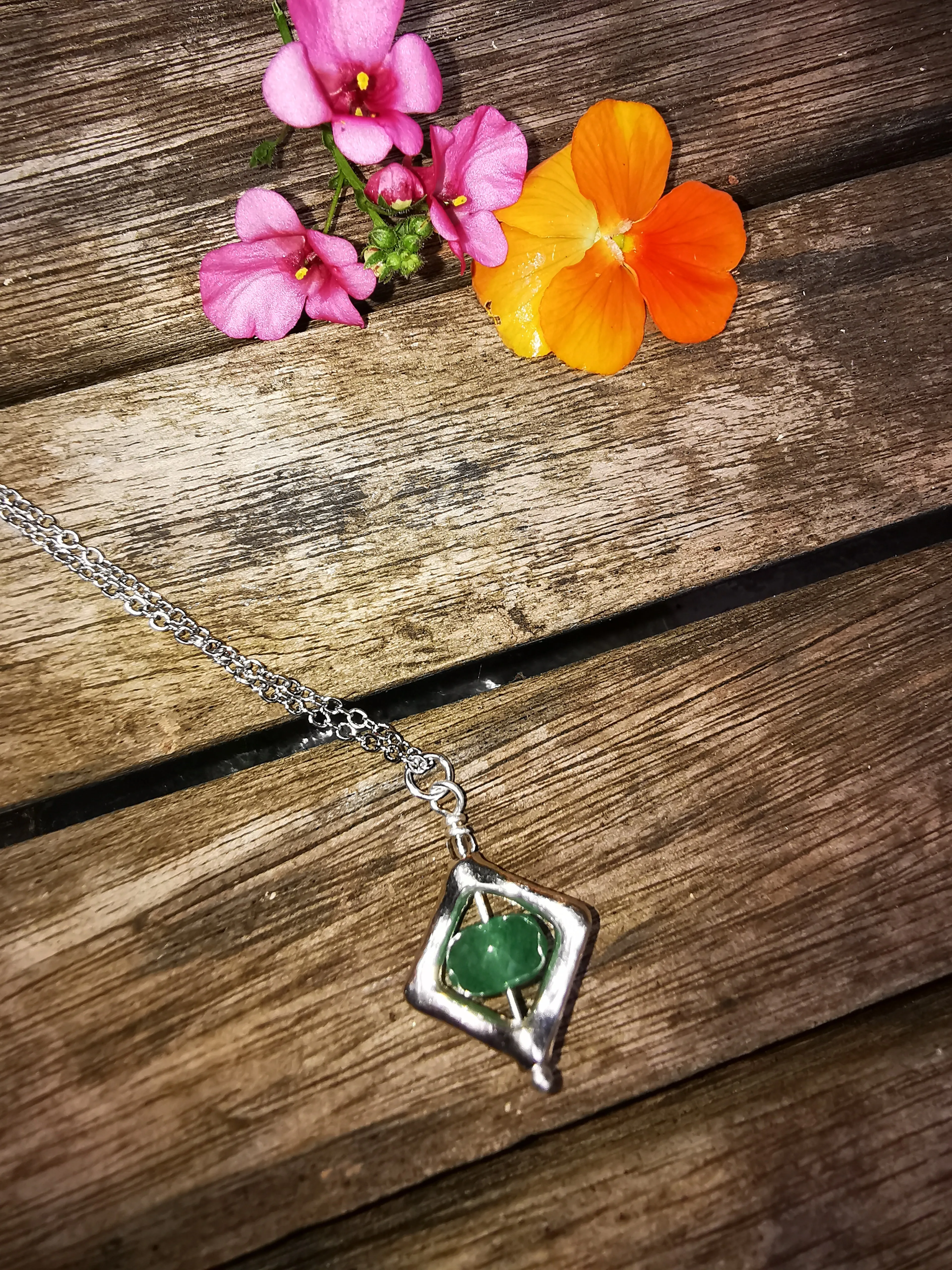 Fidget spinner, stress reliever, gem stone necklace, fiddler, fidget necklace, diamond shaped