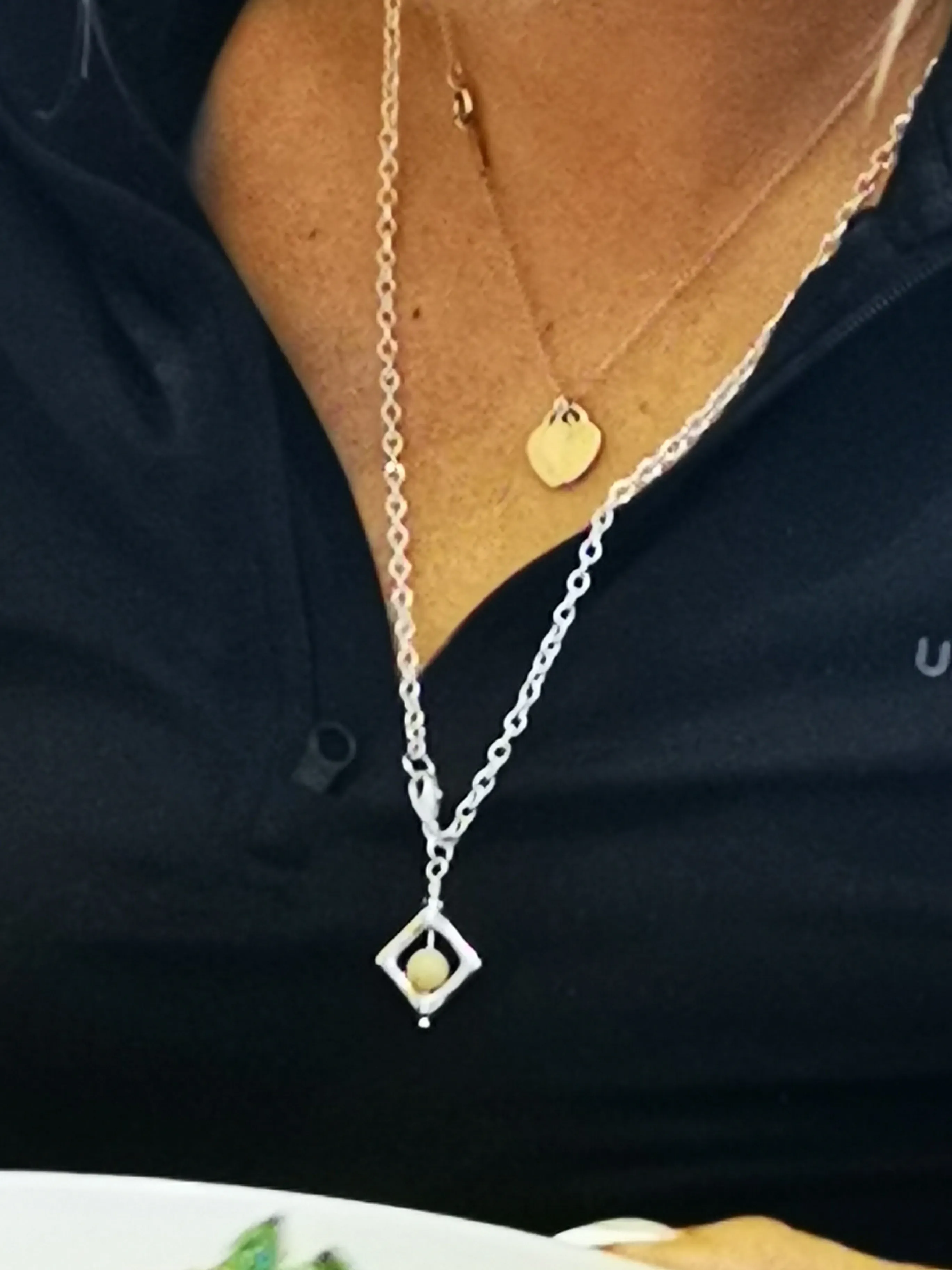 Fidget spinner, stress reliever, gem stone necklace, fiddler, fidget necklace, diamond shaped
