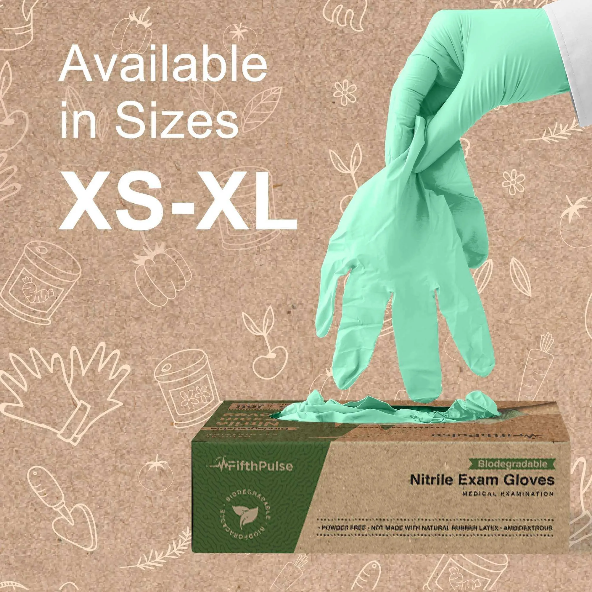 FifthPulse Biodegradable Disposable Nitrile Gloves Green – 150 Count