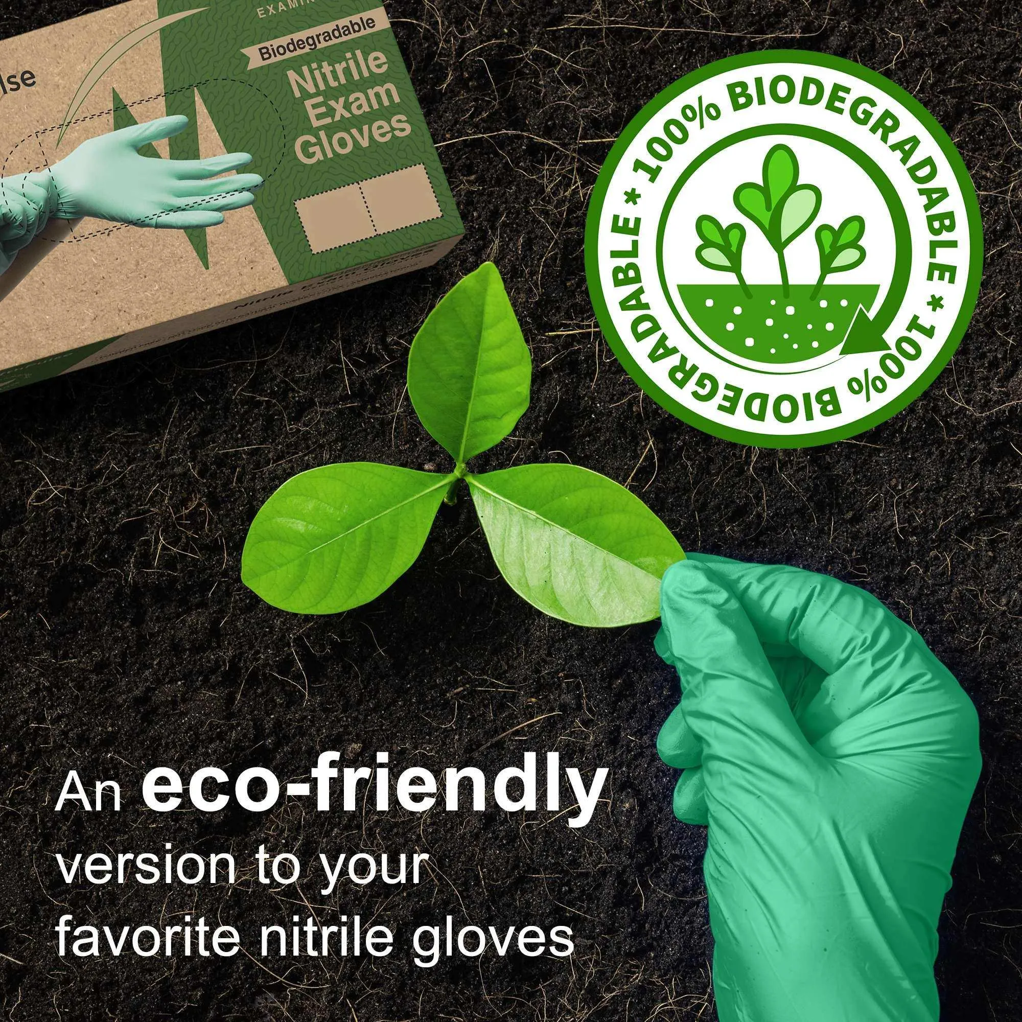 FifthPulse Biodegradable Disposable Nitrile Gloves Green – 150 Count