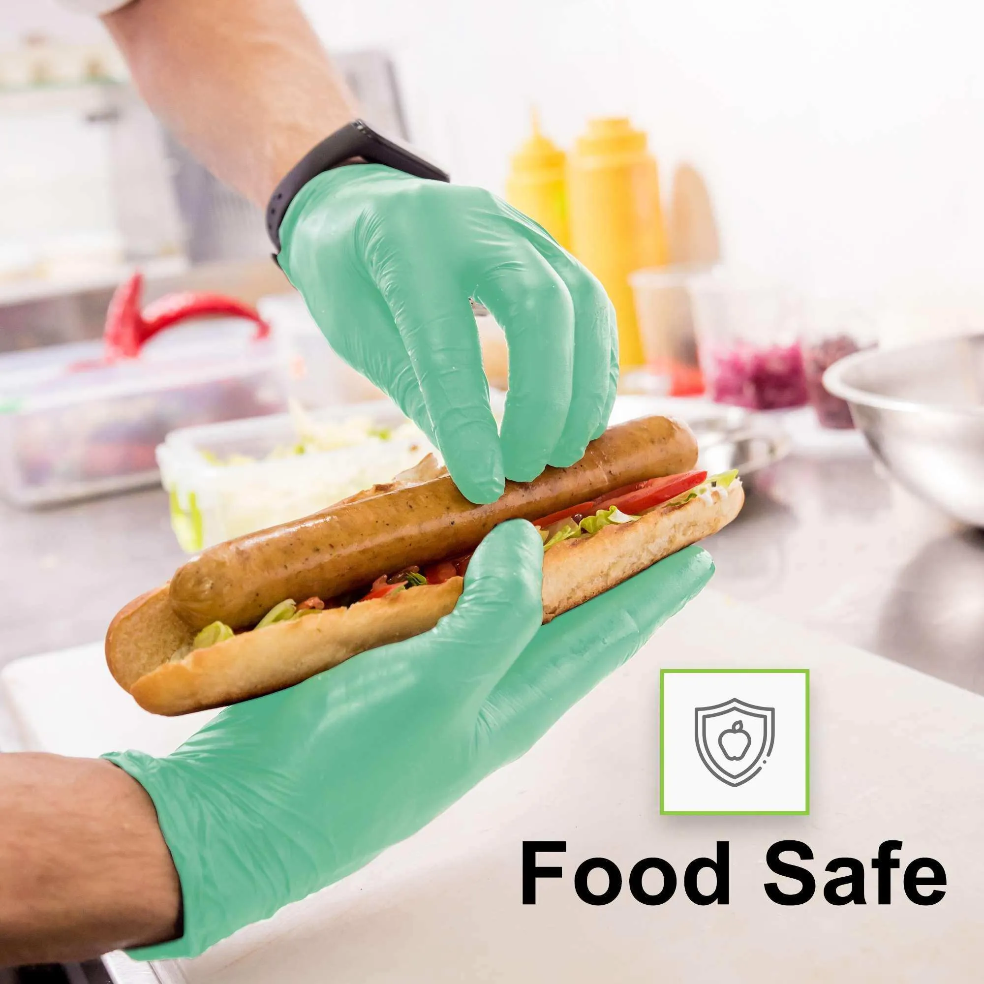 FifthPulse Biodegradable Disposable Nitrile Gloves Green – 150 Count