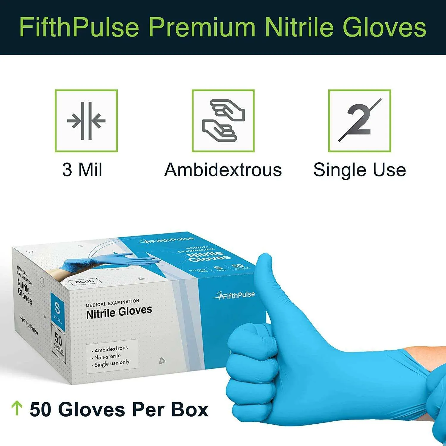 FifthPulse Blue Nitrile Disposable Gloves