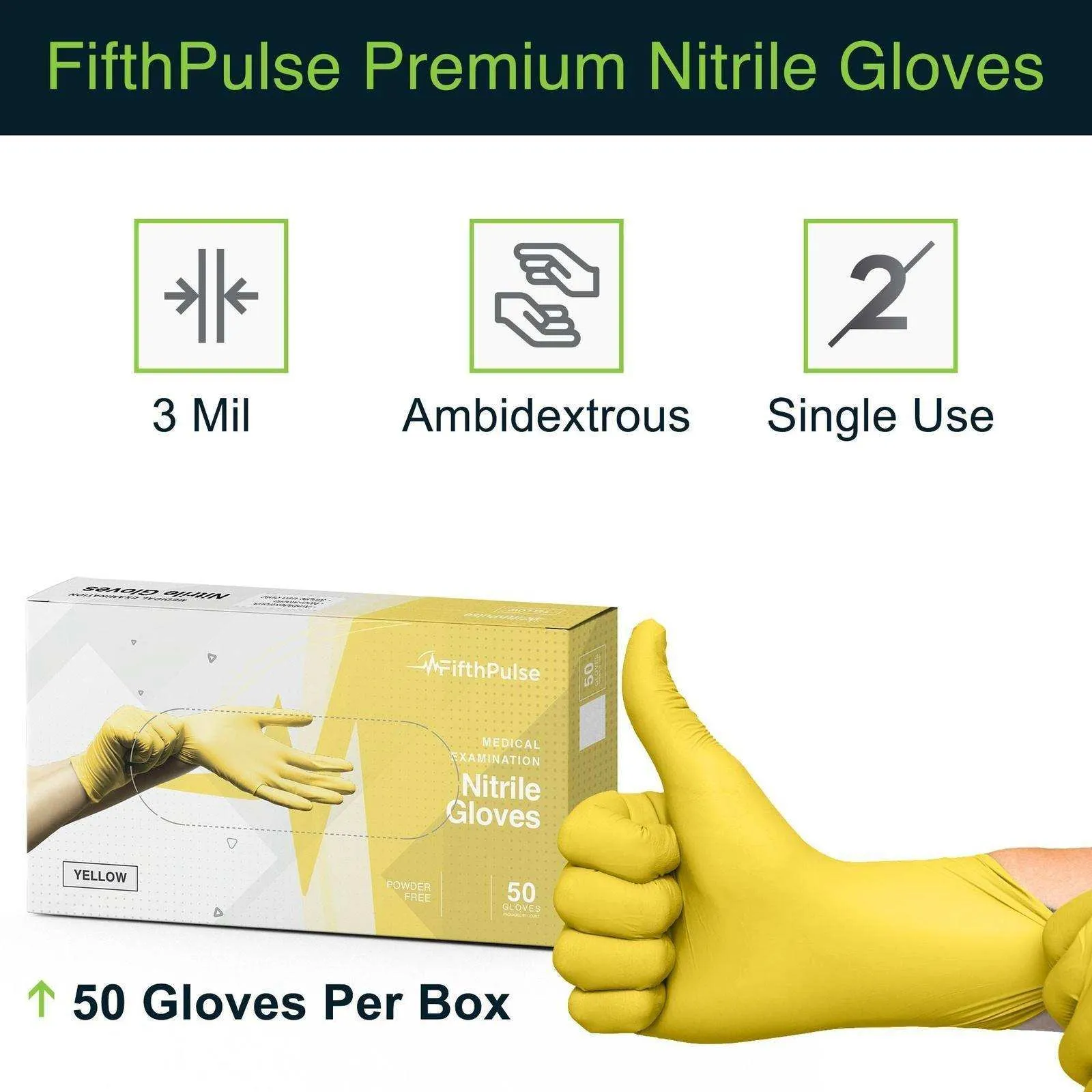 FifthPulse Yellow Disposable  Nitrile Gloves